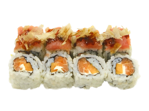 URAMAKI HIROSHI (salmone, philadelhpia, papaya, esterno tartare di tonno e tonno essiccato 8pz)