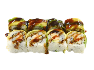 URAMAKI ASTICE (polpa di astice, avocado,mayo, esterno sashimi di avocado e salsa kabayaki 8pz)