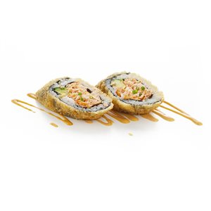 FUTOMAKI MIURA roll in tempura con pesce misto alla piastra philadelphia,pasta kataifi e salsa teriyaki (4pz)