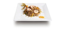 YAKISOBA I•SUSHI (spaghetti di grano saraceno con funghi shitake, germogli di soia, gamberi e verdure al profumo di sake) - I-SUSHI ODERZO