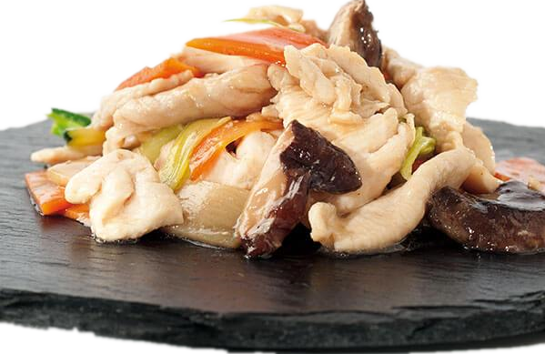 POLLO CON VERDURE(pollo saltato con verdure mix  e funghi shiitake)
